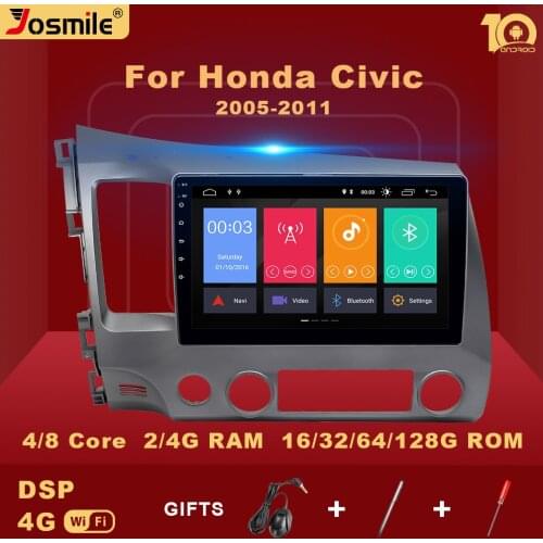 2 din Android 10 Car Radio Multimedia Player For Honda Civic 8 2005-2011 Navigation GPS AI Voice Control Carplay 4GB Wifi DSP