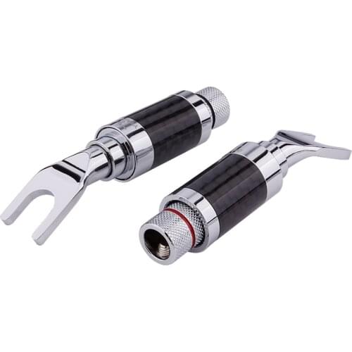 Banana Plug Carbon Fiber Rhodium Plated Speaker Banana Head Y Plug HiFi Audio U Type Terminal Connector U/Y Spade Fork Adapter