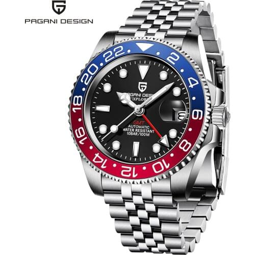 PAGANI DESIGN Brand Men Automatic Watch Waterproof Sports Mechanical Wristwatch reloj hombre Luxury Stainless Steel GMT Watch