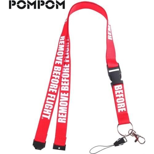 POMPOM Remove Before Flight Lanyards for Key Holder Neck Strap For Card Badge Gym Key Chain Red Lanyard Hang Rope Keychain Ring