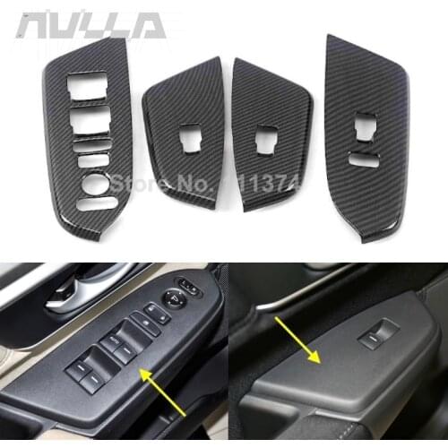 For Honda CR-V CRV 2017 2019 2020 2021 Carbon Look Car Interior Door Armrest Window Lifter Frame Cover Trim Decor Accessories