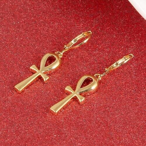 Egyptian Ankh Earrings Ankh Cross Earrings Jewelry Religion Egypt Hieroglyphs Crux Ansata