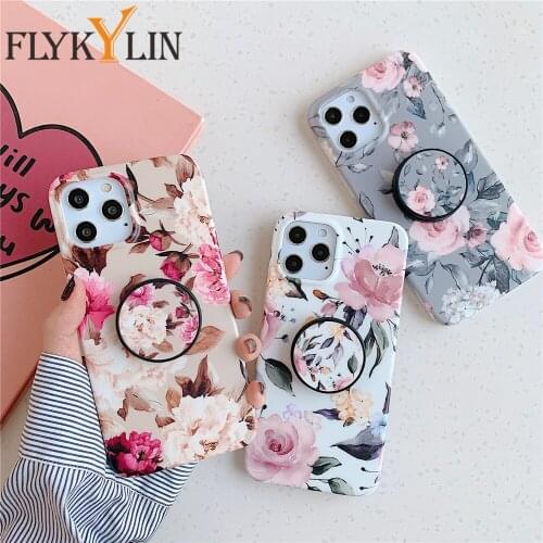 Flexible Folded Stand Case For Samsung S20 FE A72 A52 A51 A71 A50 A70 A42 A32 A21S A12 S10 S9 Plus Note 20 Ultra Flowers Cover