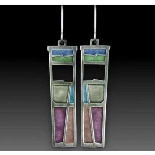 2020 Hot Sale Fashion Jewelry Earrings For Women Indian Brincos Handmade Creative Colorful Mosaic Earring Accessories Mujer Gift