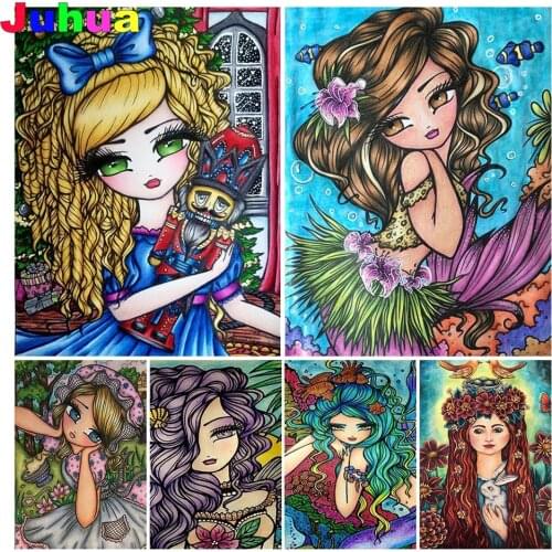 Cartoon big eye Girl 5d DIY Diamond painting full drill elf fairy diamond emboridery mosaic diamond stitch kids room Decor