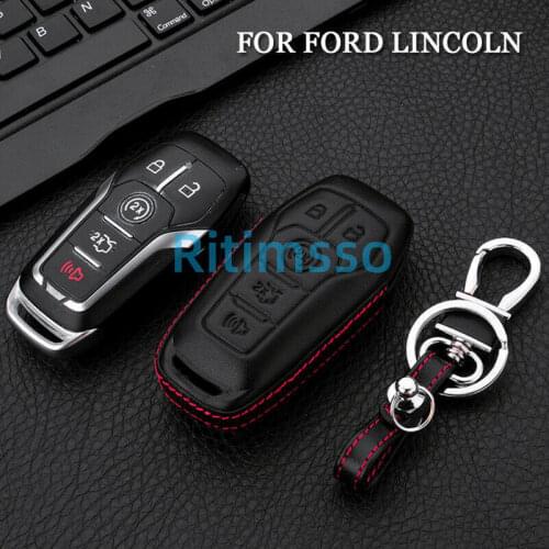 Leather Key Cover Case For Ford Fusion Mondeo Mustang F-150 Explorer Edge 2015 2016 2017 2018 Car Styling Key Protection