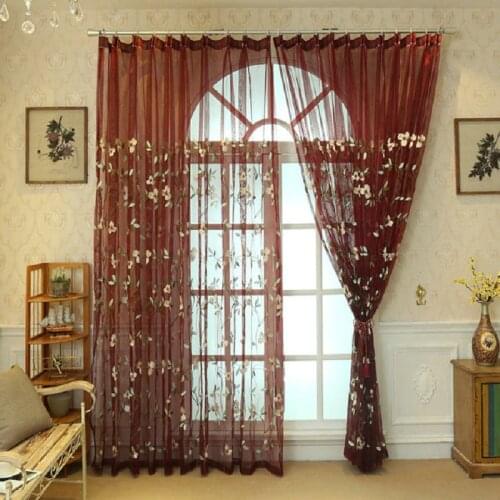 COLORFUL KING Tulle Curtains For Bedroom Kitchen Yarn Luxury Embroidered Floral Blue Sheer Window Drapes For Living Room Balcony