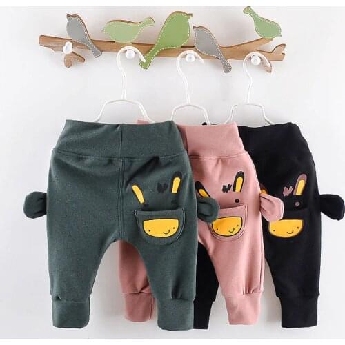 2020 Cute Animal Print Baby Pocket Leggings Newborn Baby Girl Leggings Cotton Pants Baby Girl Boys Bottoms