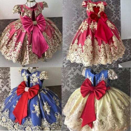 Summer Dress for Children Flower Girls Dress Party Wedding Dress Elegant Princess Vestidos Vintage Lace Kids Tutu Dress for Girl