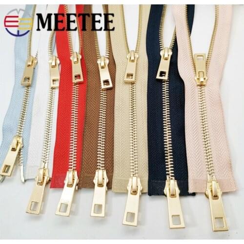 Meetee 1pc 80/100/120cm 5# Auto Lock Metal Zipper Double-slider Zippers for Jackets Coat Repair Kit Zips DIY Bag Sew Accessories