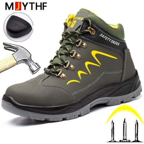 Mens Safety Shoes Boots Winter Shoes Protective Foot Protection Work Boots Puncture-Proof Industrial Shoes Male Waterproof