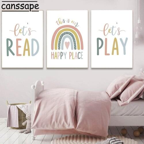 Nursery Wall Art Print Rainbow Canvas Poster Quotes Paintings Nordic Posters And Prints Boho Wall Pictures Baby Bedroom Decor