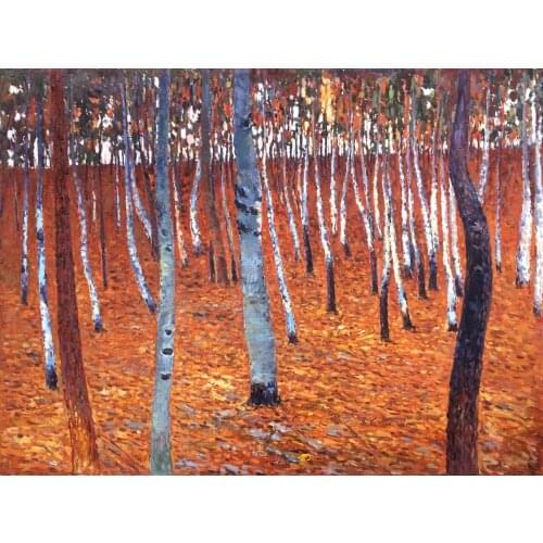 Handmade Wall Paintings for Living Room - Beech Forest I by Gustav Klimt Modern Oil Paintings for Decoration