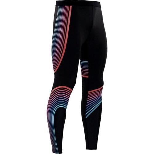 New 2021 Running Tights Men Sports Leggings Sportswear Long Trousers Exercise Stripped Pants Gym Fitness Compression Pants
