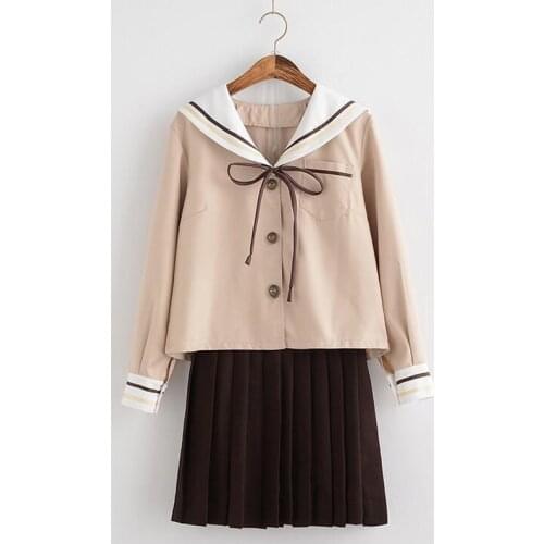 New Japanese/Korean Cute Girls Sailor suit Student School Uniforms Clothing Outfits Short/Long Shirts+Skirt+Ties Sets