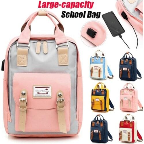 New Ladies Backpack Large Capacity Student Bag USB Charging Waterproof Travel Backpack