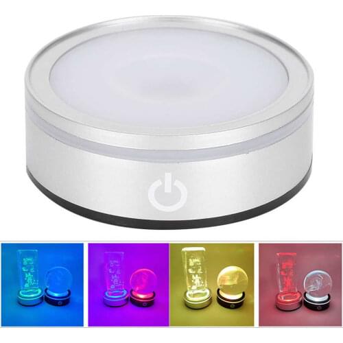 USB 3D Multicolor LED Light Base with Touch Switch Lamp Base Round Stand Holder for Crystal Glass Art Decoration Display Stand