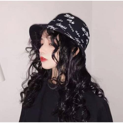Spring Embroidery Letter Bucket Hat Women Double sided Hip Hop Panama Streetwear Foldable Summer Outdoor Fisherman Caps PJ293