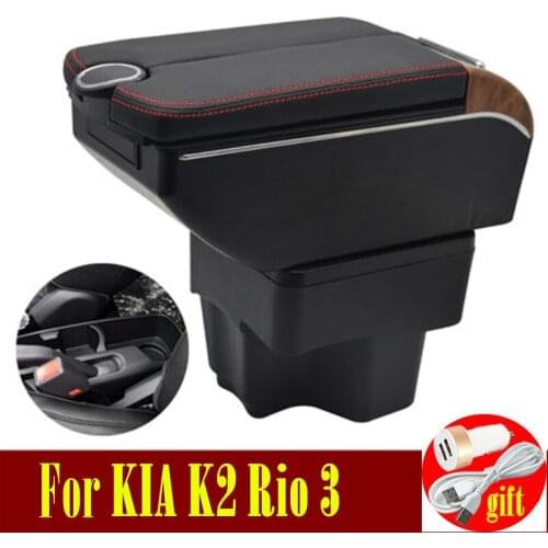 For KIA Rio/rio 3 armrest box 2011-2016 Double doors open 7USB Centre Console Storage Box Arm Rest