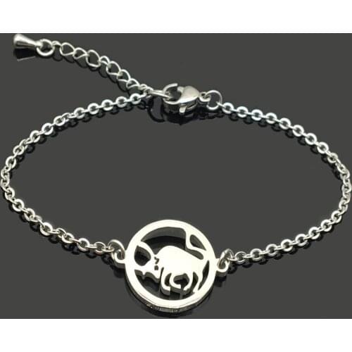 Bull Stainless Steel Charm Chain Bracelet Stainless Steel Bull Pendant Chain Bracelet For Women Girls
