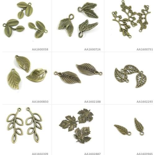 Antique Bronze Tone Jewelry Making Charms Leaf Leaves Big Connector Hollow Branches Bracelet Pendant Necklace