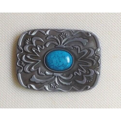 Rectangle with pattern and blue stone Belt Buckle JF-BY295 suitable for 4cm wideth belt with continous stock free shipping