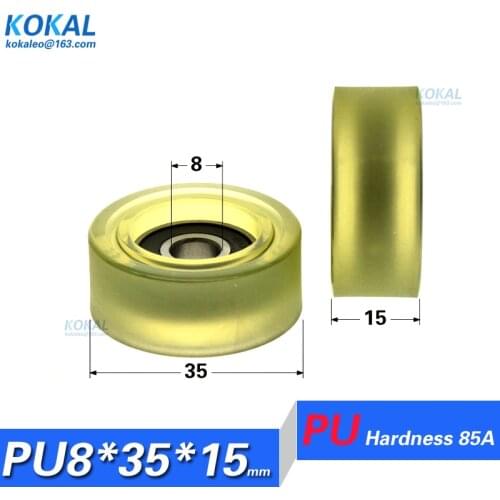 [PU0835-15] 1PCS low TPU PU 608RS bearing roller wheels sliding door window glass low noise flat type roller 8*35*15mm 0835T