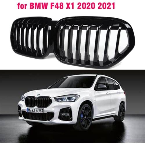 Gloss Black Front Bumper Kidney Grill Grilles for BMW X1 F48 2020 2021 xDrive25i M Sport xDrive25d Xline Sport styling