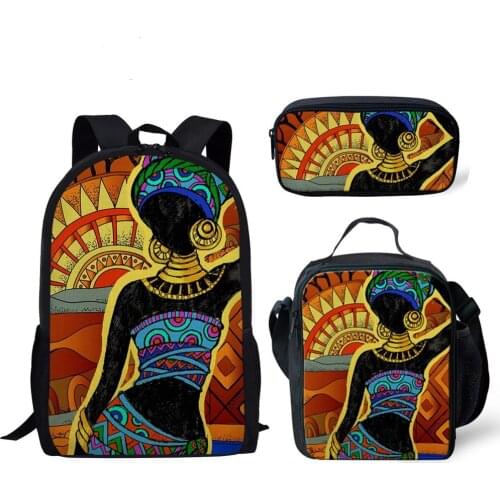 3Pcs/set School Bags for Girls New Back To School Backpack Kids Bag African American Black Art Girls Schoolbag Fashion Mochilas