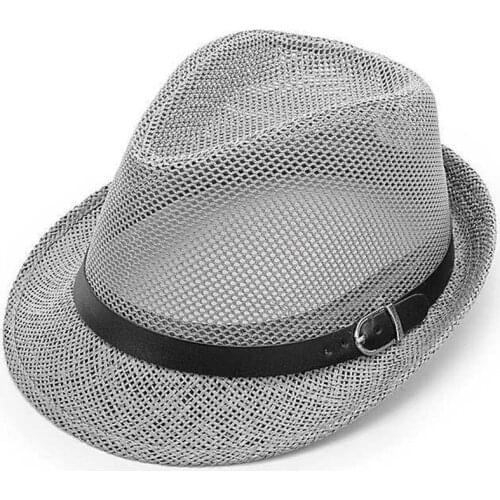 2021 New Summer Mens Fedoras Hollow Mesh Breathable Straw Hats Simple Trend Jazz Hat Men Panama Hat Travel Cap Fishing Caps