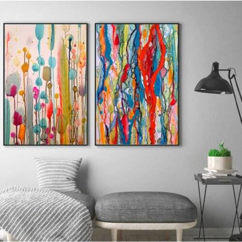 Nordic Abstract Canvas Graffiti Canvas Painting Home Room Decoration Picture Watercolor Poster Frameless Prints for Living Room