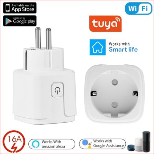 Tuya ZigBee Smart Plug 16A EU Power Monitor Timing Function Socket Smart Home Wireless Compatible Alexa Google Home Assistant