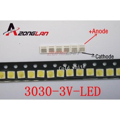 EVERLIGHT 500pcs LED Backlight 1W 3030 3V Cool white 80-90LM TV Application 62-113TUN2C/S5000-00F/TR8-T