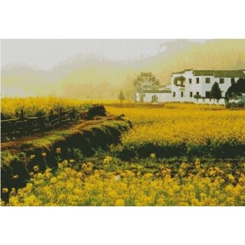 Top Quality Beautiful flower field sewing kit Embroidery Needlework 14CT Unprinted Cross Stitch Kits Art DIY Handmade Decor