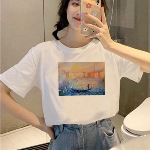 Women Vintage Style Fashion Oil Painting Print Funny Summer T shirt Women Princess Short Sleeve Tees