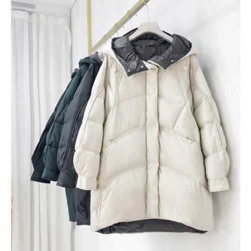 SEDUTMO Winter Oversize Duck Down Jacket Women Fashion Long Pocket Casual Coat Hooded Puffer Slim Parka ED1449