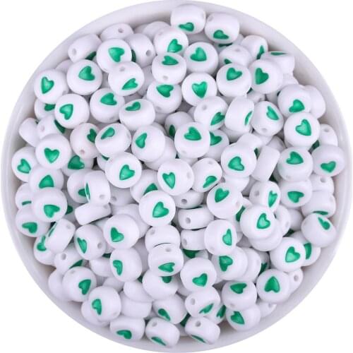 100pcs/lot 4*7mm Heart Letters Alphabet Acrylic Round Beads For Jewelry Making DIY Bracelet