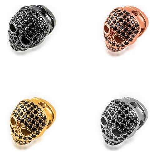 11*10mm Skull mask crystal micro pave cz zircon cubic zirconia beads DIY Copper necklace charm bracelet connectors rft35