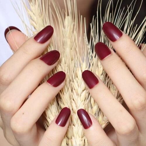 24pcs new fashion cute candy oval excellent touch design fake nails Vampire P83X