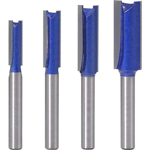4Pcs Straight Cut Router Bits 1/4-Inch Shank Double Flute Straight Router Bit Set