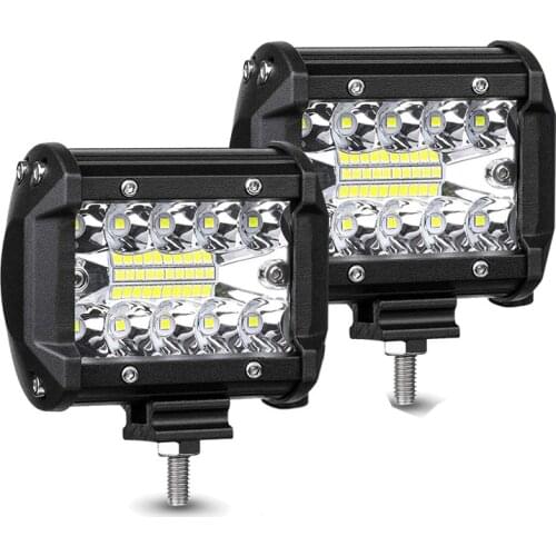 60W 4INCH 20LED Waterproof Work Light LED Light Bars Spot Flood Beam for Work Driving Offroad Boat Car Tractor Truck 12V 24V