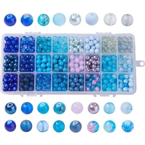 8mm Mixed Style Glass Beads 24 Gradient Colors Dyed Round Loose Spacer Beads For Bracelet DIY Jewelry Making 648~720pcs/box