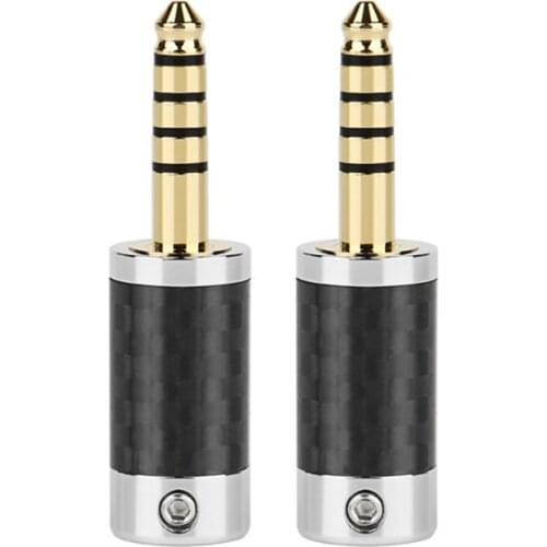 4.4mm Jack Audio Plug Connectors 5 Poles Stereo Carbon Fiber Earphone Male HiFi Headphone Plugs For Sony NW-WM1ZA Wire Connector