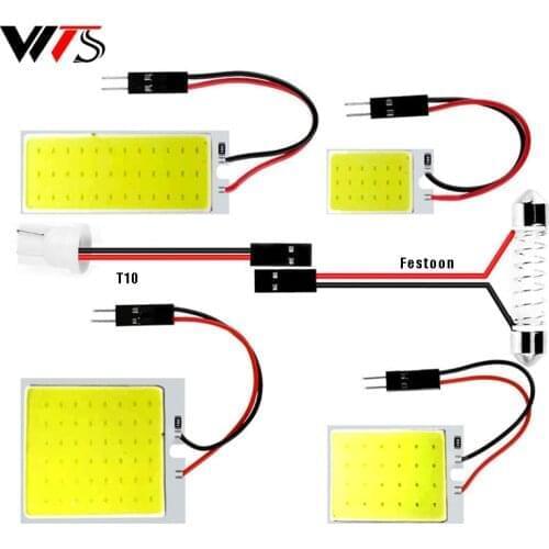 Car T10 W5W Festoon LED COB Signal Bulb 31mm 36mm 39mm 41/42mm C5W 168 Interior Reading Light Dome License Plate Lamp White 1pcs