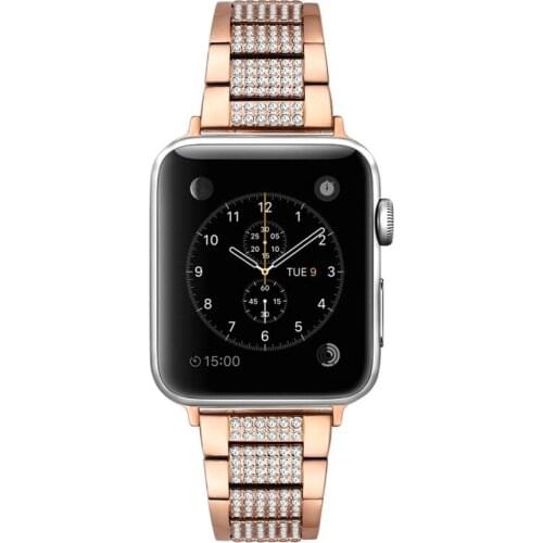 Glitter Bling Rhinestones Link Bracelet for Apple Watch Series 5 4 3 2 1 Band Stainless Steel Shiny Strap for iWatch 42mm 38mm