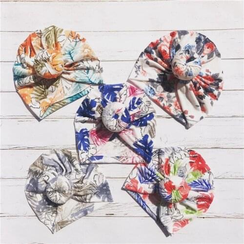 Bnaturalwell Baby Donut Hat Girls Elastic Top Knot cap Infant Beanie Soft jersey Turban headwraps Newborn jersey knit H250S