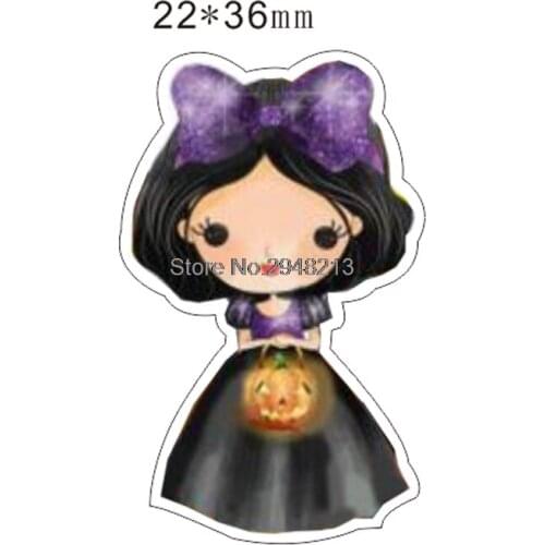 Cartoon girl Flatback Resin Planar Cabochon for Halloween DIY Craft 22*36mm RET1597