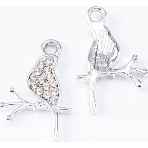 YEPENGFEI 20 PCS Enamel bird crystal Charms Alloy jewelry Pendants for Jewelry Making DIY Handmade Craft Accessories js2116
