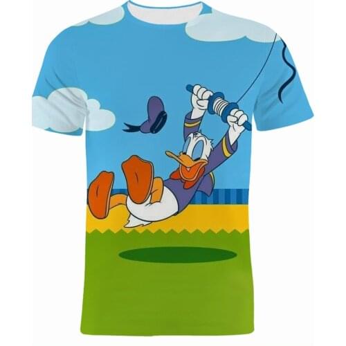 Donald Duck Men T-shirts With Short Sleeves Summer Disney 3D Print Women T Shirt Cartoon Anime Clothes For Boy Girl Kids