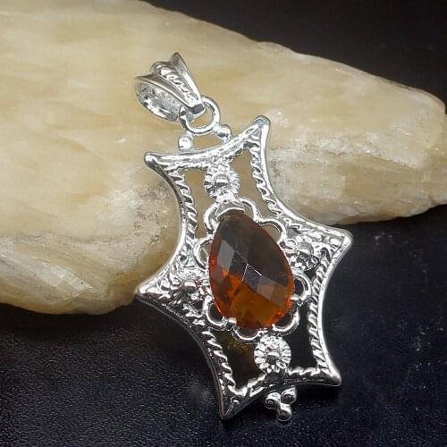 Gemstonefactory Jewelry Big Promotion 925 Silver Teardrop Honey Topaz New Women Ladies Mom Gifts Necklace Pendant 20213590